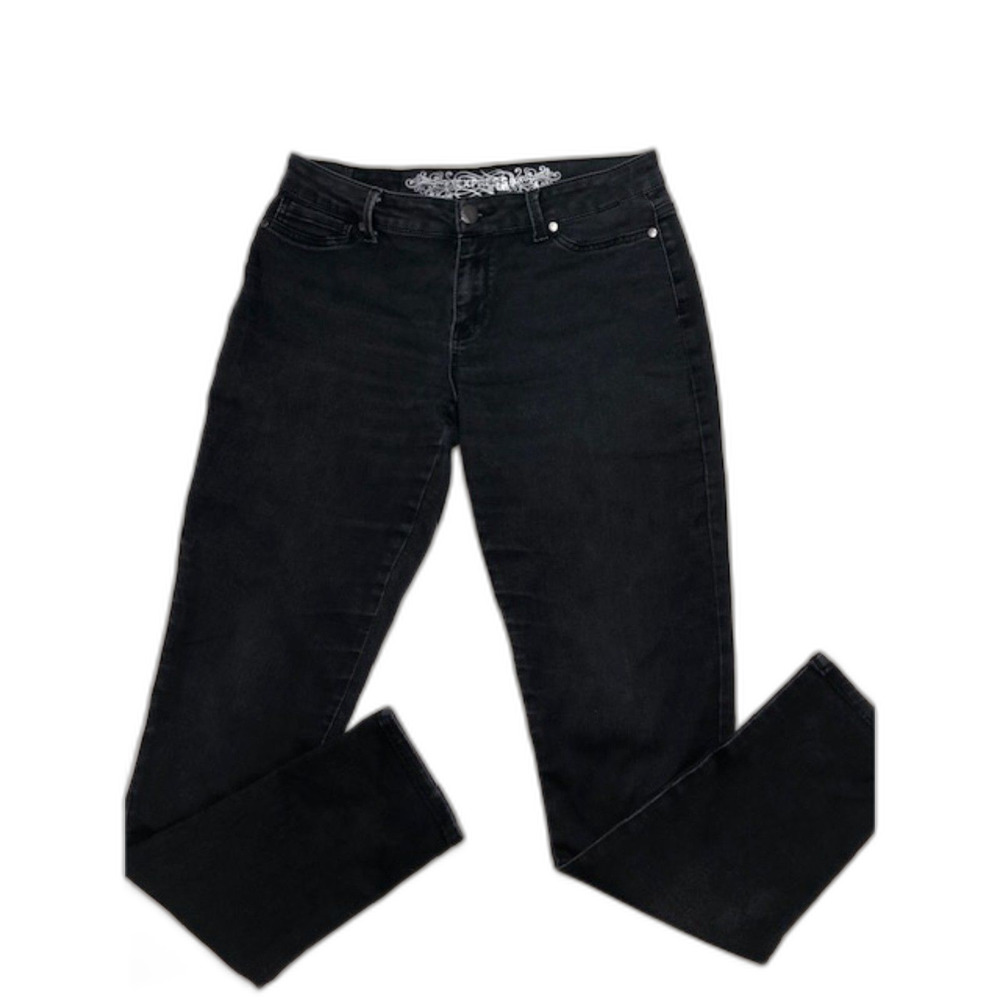 Y2K Express Midrise Straight Leg Stretch Black Jeans